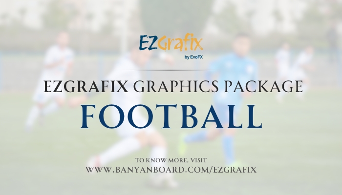 EZGrafix plug-and-play graphics package for Football with customizable overlays, tickers, and scoreboards.