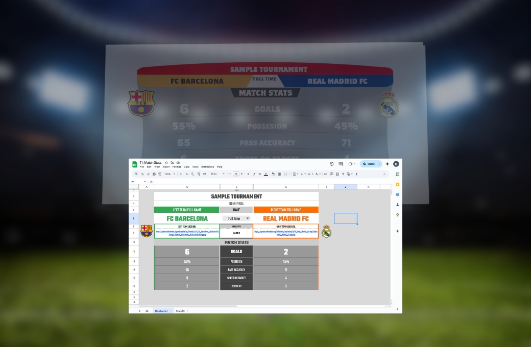 EZGrafix (Plug n Play Sports Broadcast Graphics) integrated with Google Sheets for dynamic, real-time graphics updates across multiple sports.