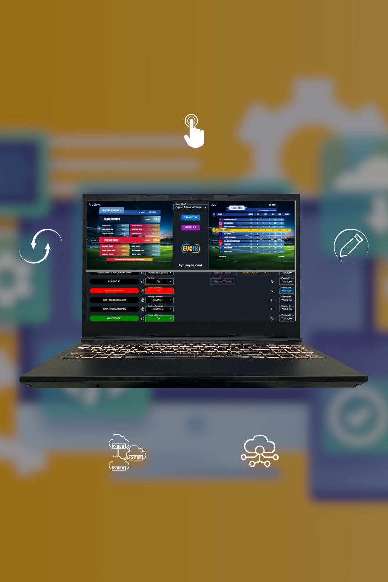 EvoFX – Sports Broadcast Graphics with features like 2D/3D HTML graphics, live data connectivity, overlays, remote control, and roster integration.