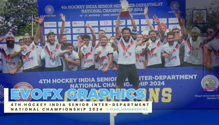 EvoFX – Sports Broadcast Graphics powering Hockey India Senior National Championship with live scores, team stats, and game summaries.