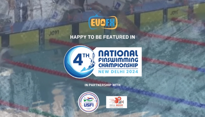 EvoFX – Sports Broadcast Graphics used for National Swimming Championship with race timers, lane information, and event graphics.